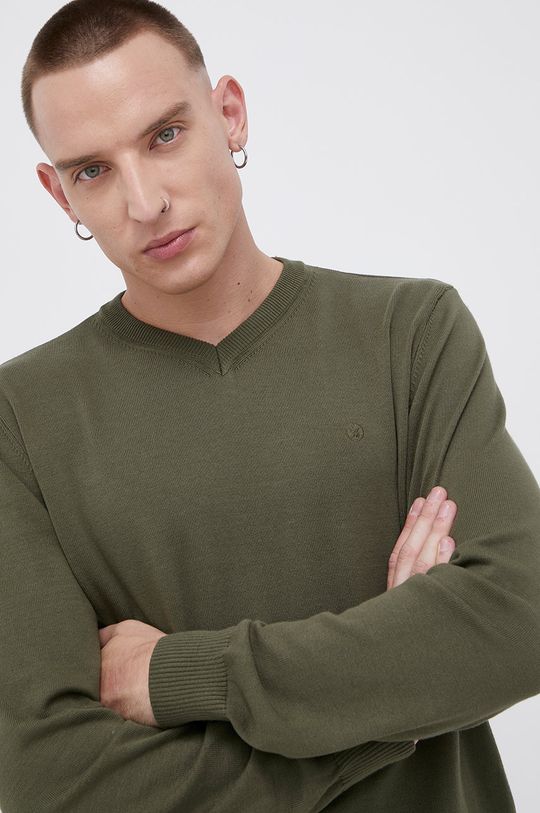 zielony Cross Jeans Sweter bawełniany