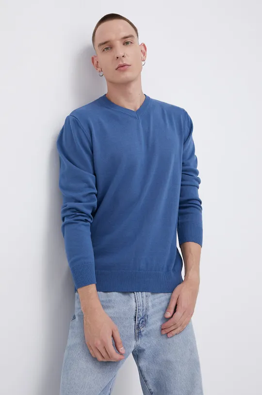 Cross Jeans Sweter bawełniany niebieski