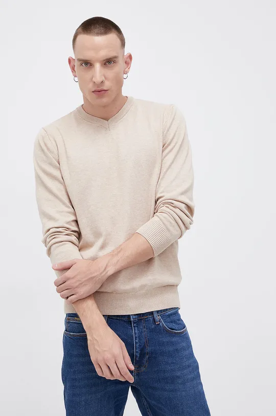 beżowy Cross Jeans Sweter bawełniany
