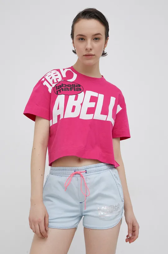 różowy LaBellaMafia T-shirt bawełniany Damski