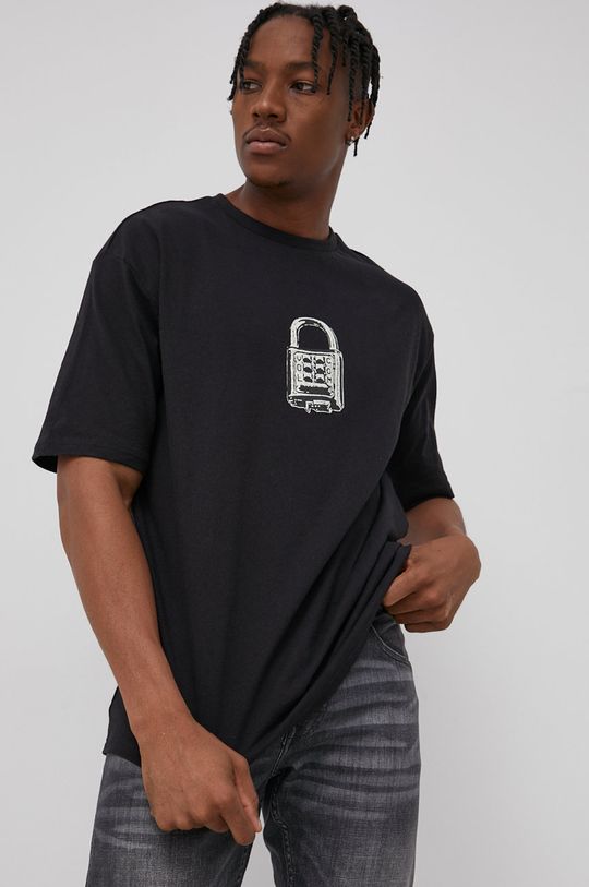 czarny Volcom T-shirt bawełniany Męski