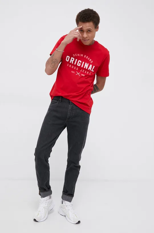 Cross Jeans T-shirt bawełniany czerwony