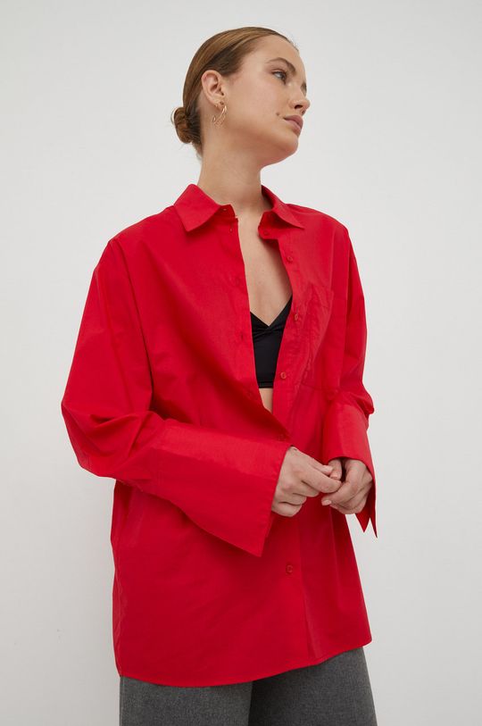 Birgitte Herskind koszula bawełniana ostry czerwony