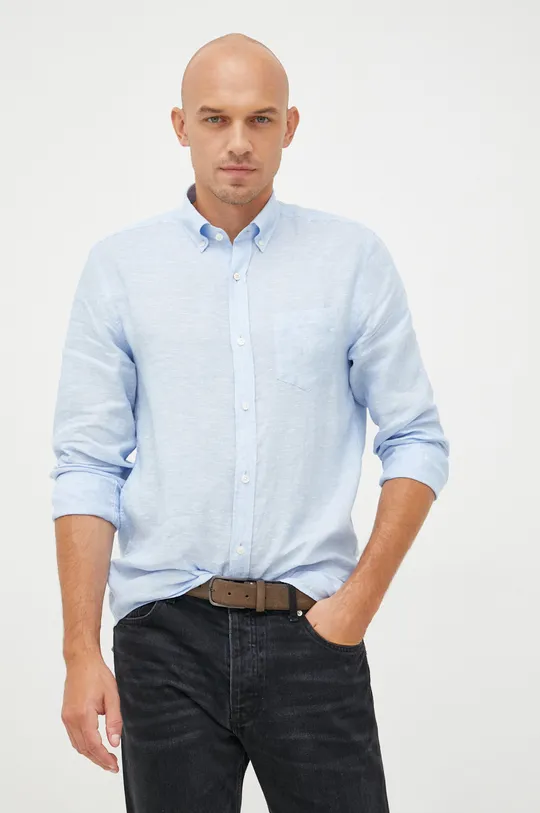 modra Lanena srajca Gant Moški