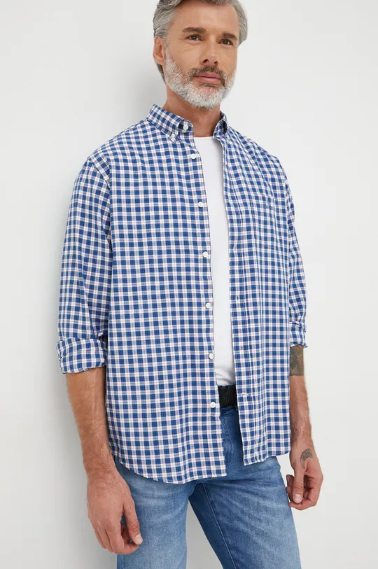 μπλε Βαμβακερό πουκάμισο Gant Ανδρικά