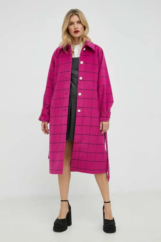 Μάλλινο παλτό Custommade Isabel ροζ