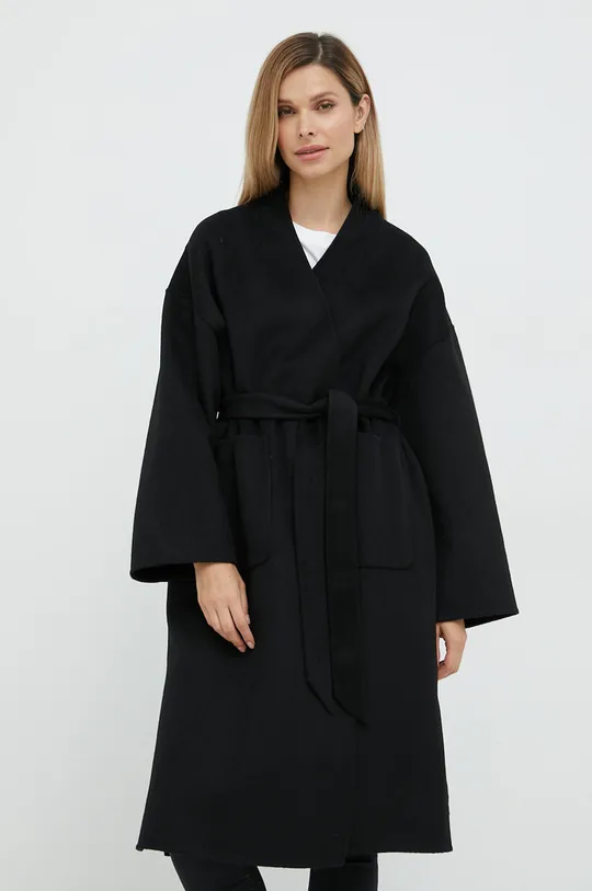 μαύρο Μάλλινο παλτό Silvian Heach Γυναικεία