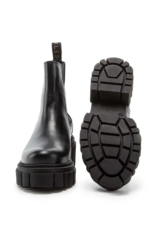 μαύρο Δερμάτινες μπότες τσέλσι Charles Footwear