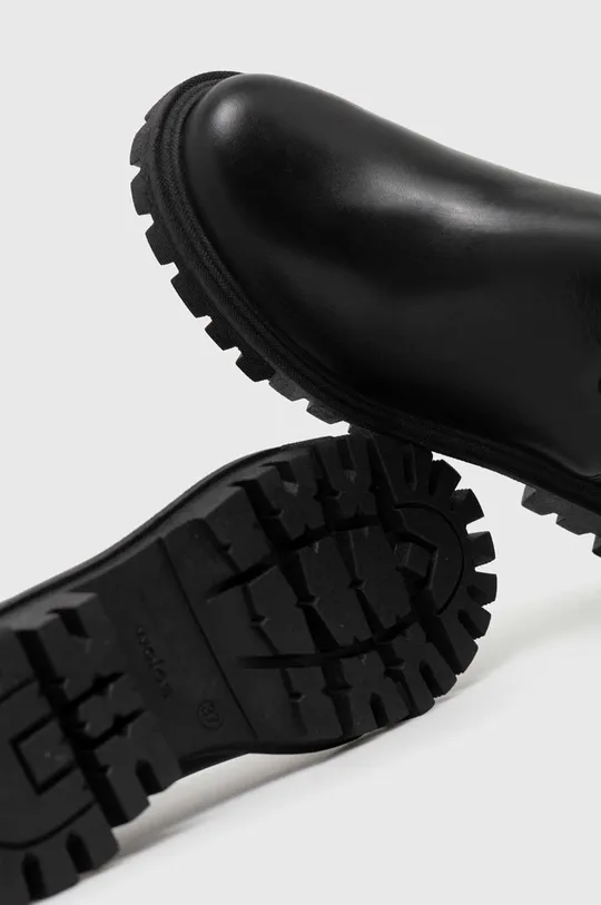 črna Usnjeni elegantni škornji Wojas