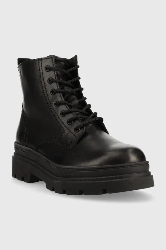 Kožené členkové topánky Wojas čierna