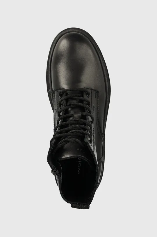μαύρο Δερμάτινες μπότες πεζοπορίας Wojas