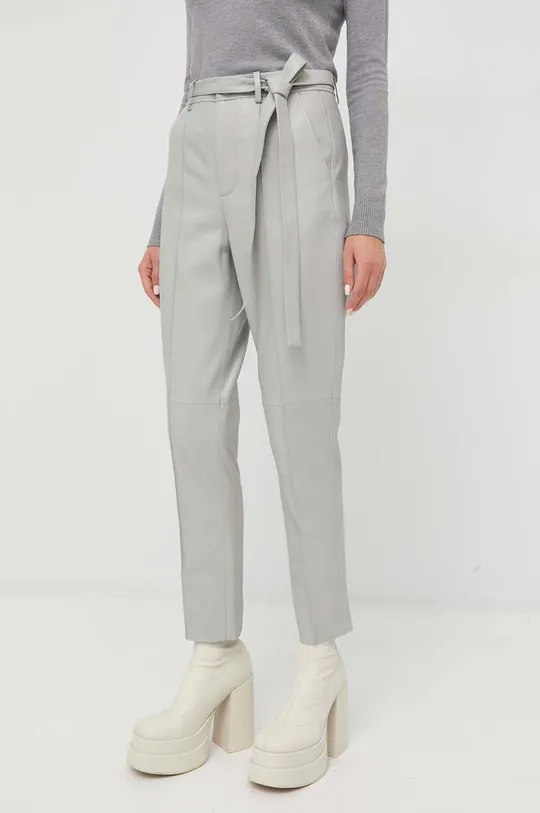 Кожаные брюки Custommade серый