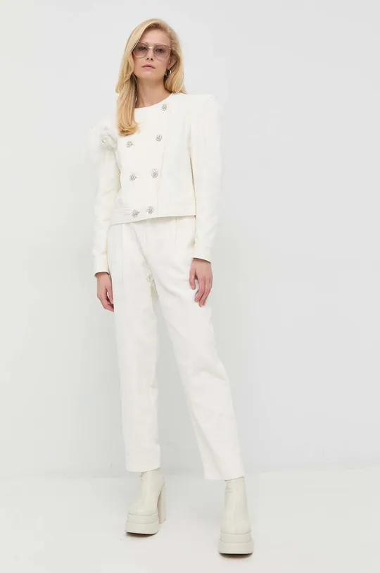 Manšestrové nohavice Custommade Priva biela