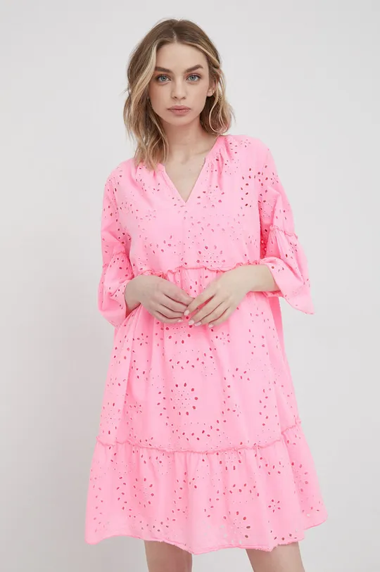 Βαμβακερό φόρεμα Frieda & Freddies ροζ