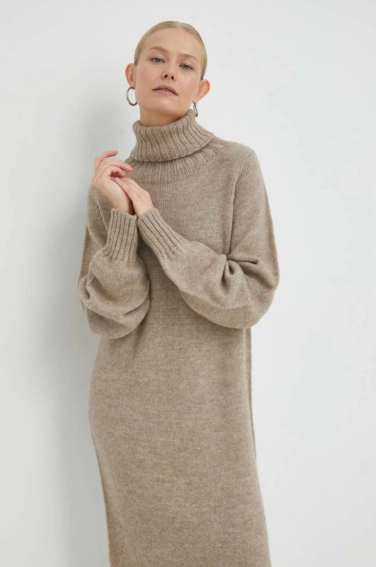 Μάλλινο φόρεμα Herskind Tipp Knit Dress μπεζ