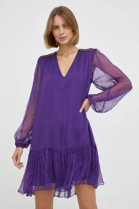 vijolična Svilena obleka Nissa Ženski