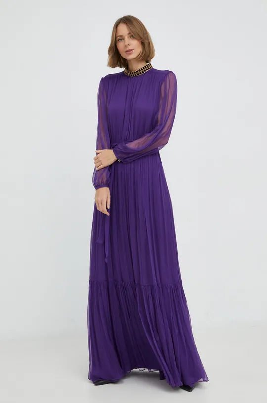 Hodvábne šaty Nissa fialová