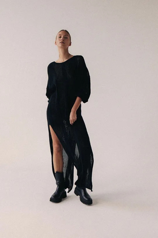 μαύρο Βαμβακερό φόρεμα MUUV. Au Crochet