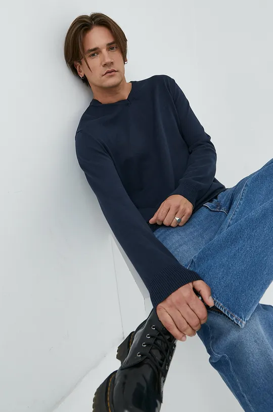 темно-синій Бавовняний светер Cross Jeans Чоловічий