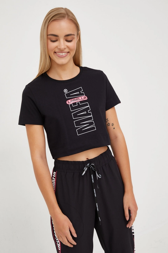 LaBellaMafia tricou din bumbac crop top negru 25869