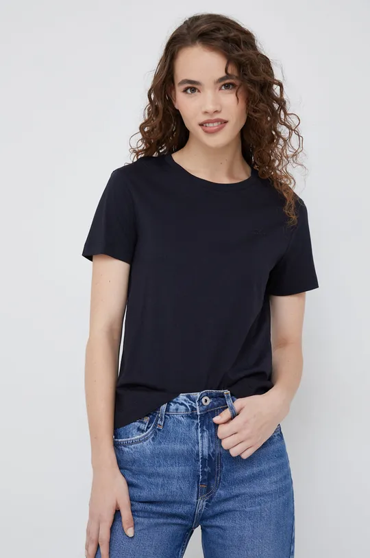 μαύρο Βαμβακερό μπλουζάκι Gant Γυναικεία