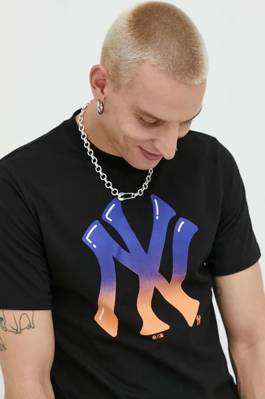 μαύρο Βαμβακερό μπλουζάκι 47brand Mlb New York Yankees Ανδρικά