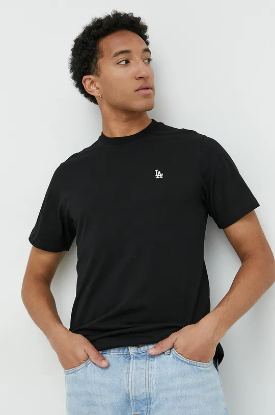 μαύρο Βαμβακερό μπλουζάκι 47 brand Mlb Los Angeles Dodgers Ανδρικά