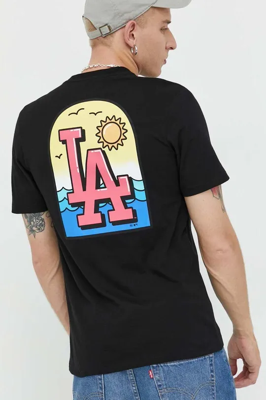 чёрный Хлопковая футболка 47brand Mlb Los Angeles Dodgers