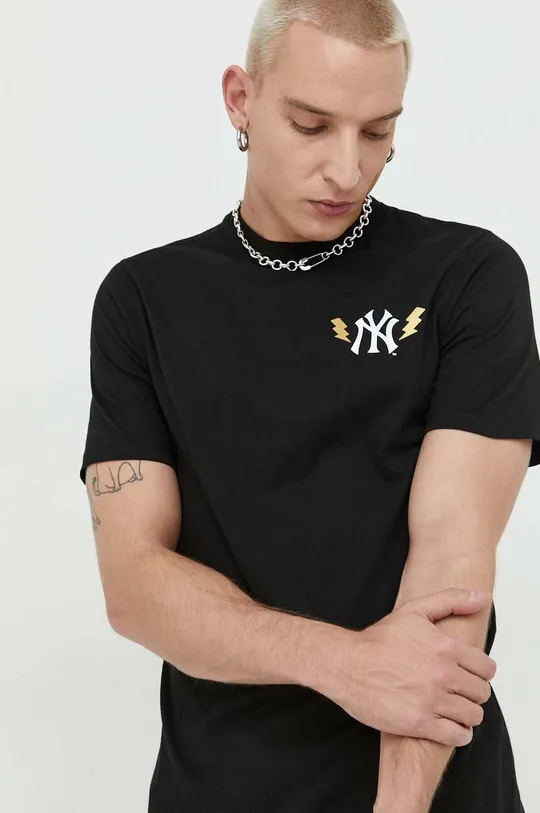 μαύρο Βαμβακερό μπλουζάκι 47brand Mlb New York Yankees