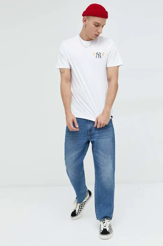 Βαμβακερό μπλουζάκι 47brand Mlb New York Yankees λευκό