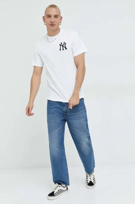 Βαμβακερό μπλουζάκι 47brand Mlb New York Yankees λευκό
