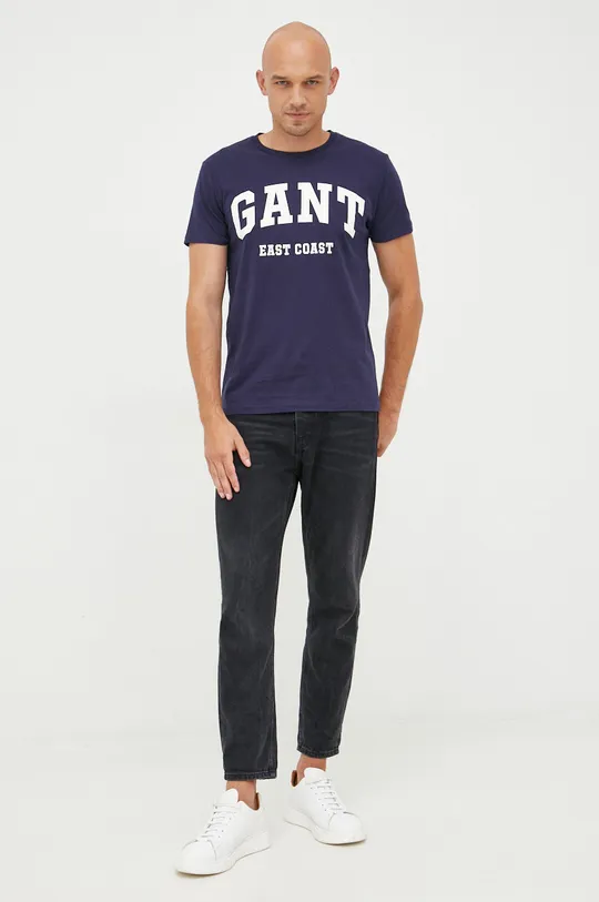 Gant t-shirt bawełniany granatowy