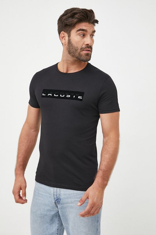 czarny Lacoste t-shirt bawełniany