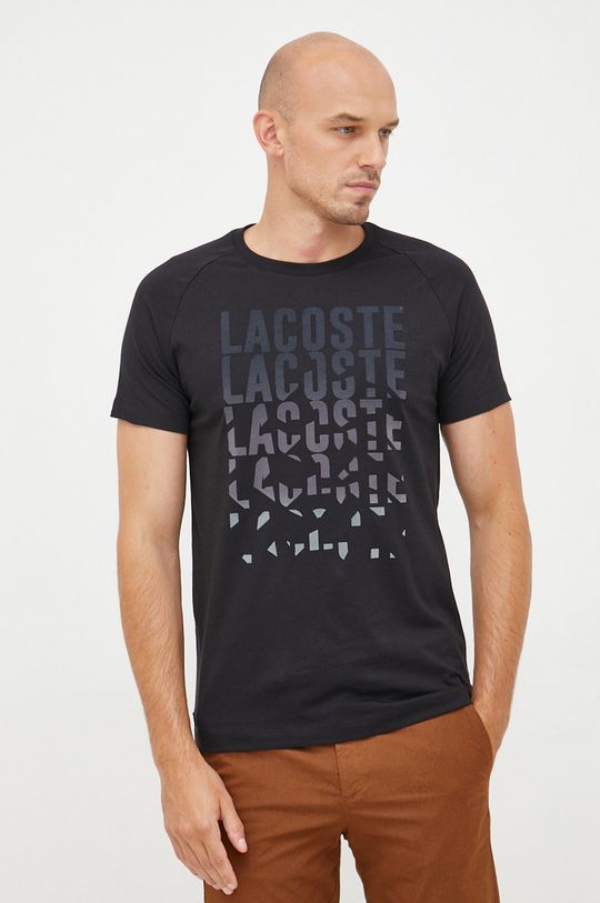czarny Lacoste t-shirt bawełniany Męski