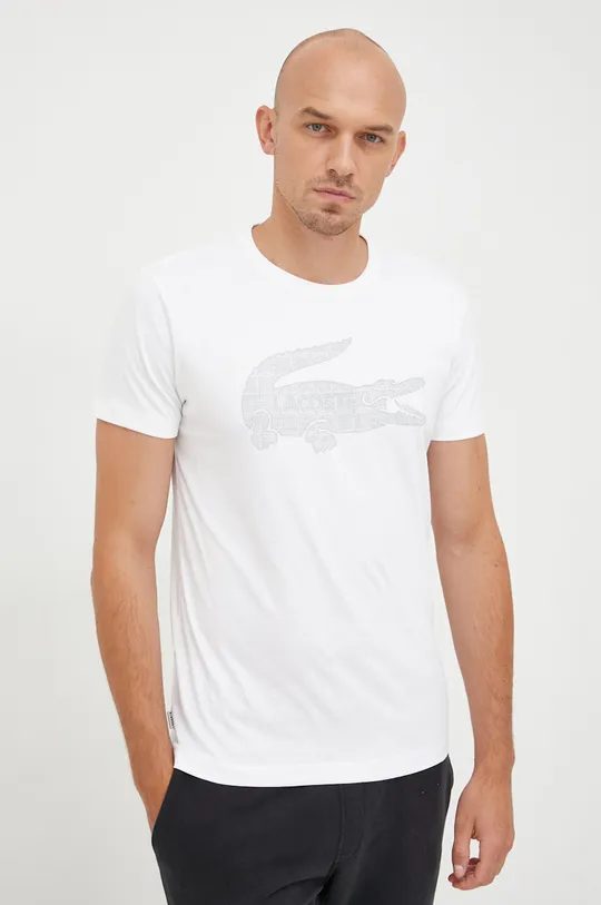 bela Bombažna kratka majica Lacoste Moški