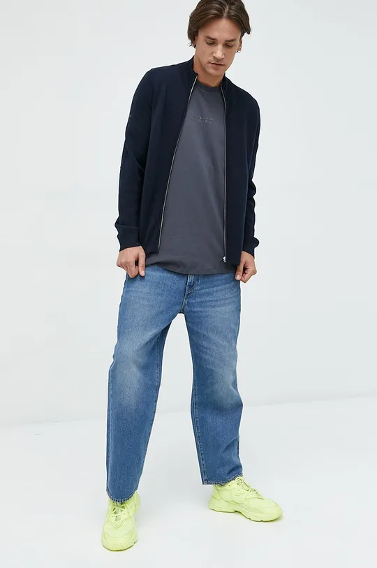 Βαμβακερό μπλουζάκι Cross Jeans γκρί