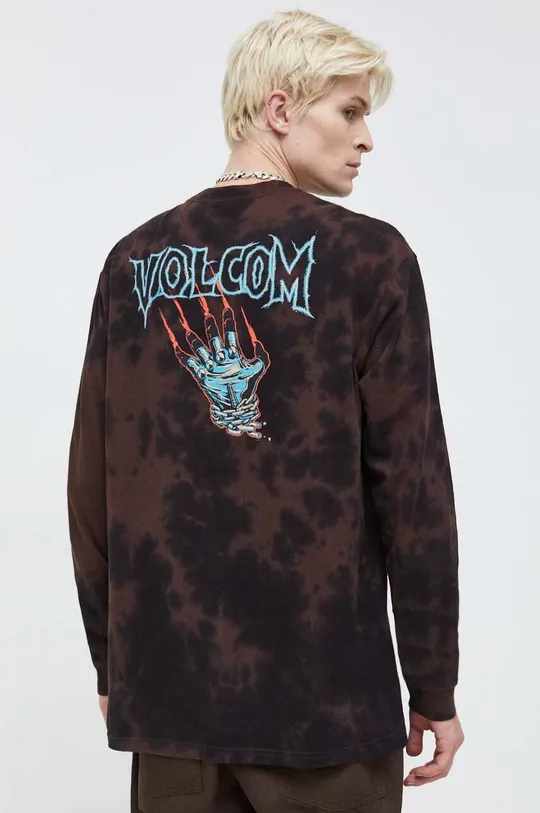 καφέ Βαμβακερή μπλούζα με μακριά μανίκια Volcom x MAX SHERMAN Ανδρικά