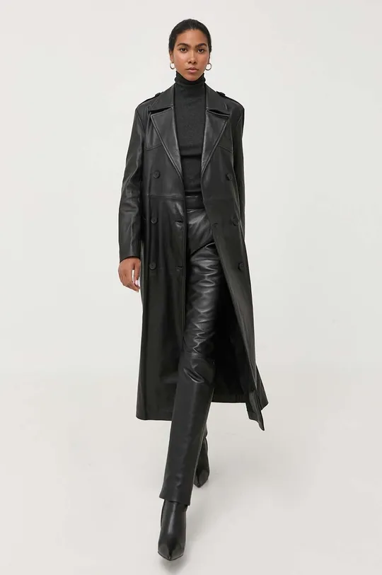 μαύρο Δερμάτινο παλτό Liviana Conti Γυναικεία