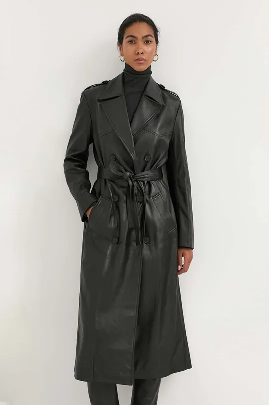 μαύρο Δερμάτινο παλτό Liviana Conti