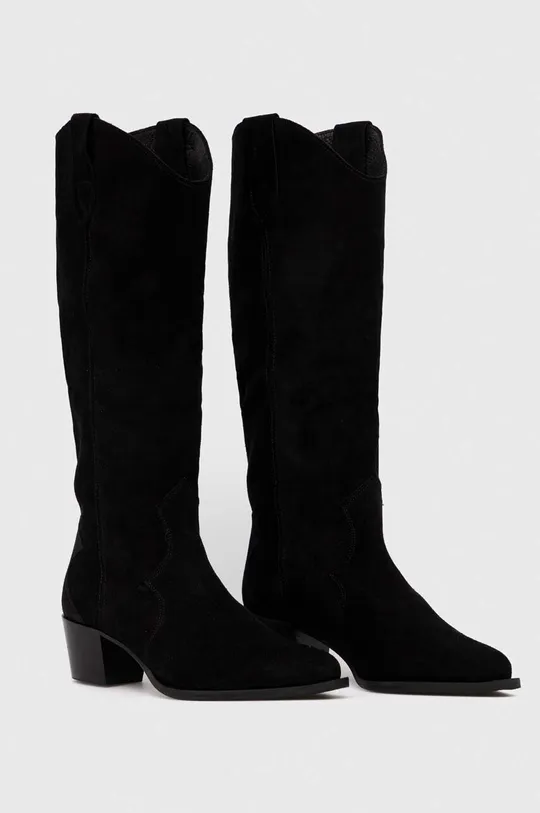 Elegantni škornji iz semiša Charles Footwear Viola črna