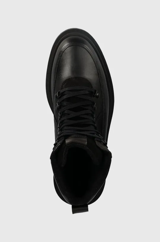 μαύρο Δερμάτινες μπότες πεζοπορίας Wojas