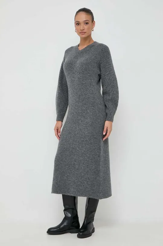 grigio Beatrice B vestito con aggiunta di lana