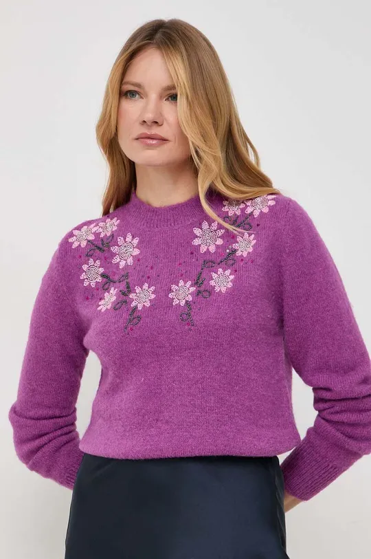 fioletowy Silvian Heach sweter z domieszką wełny Damski