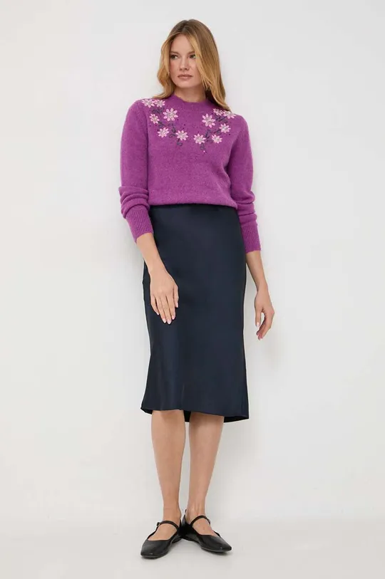 Silvian Heach gyapjúkeverék pulóver lila