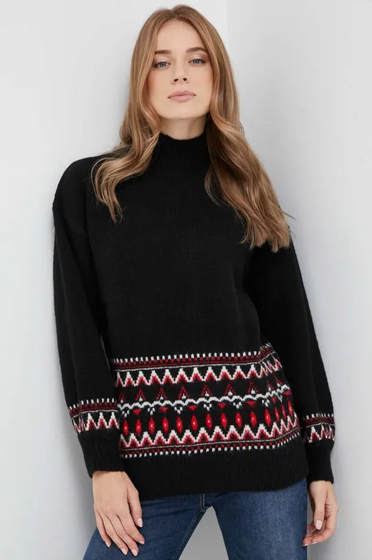 fekete Silvian Heach gyapjúkeverék pulóver Női