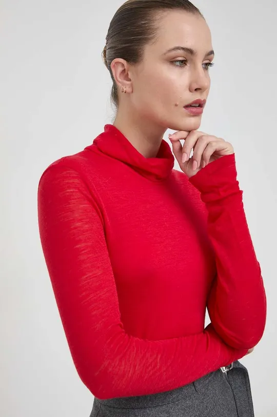červená Vlnené tričko s dlhým rukávom Liviana Conti Dámsky