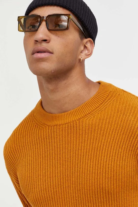 brązowy Solid sweter bawełniany