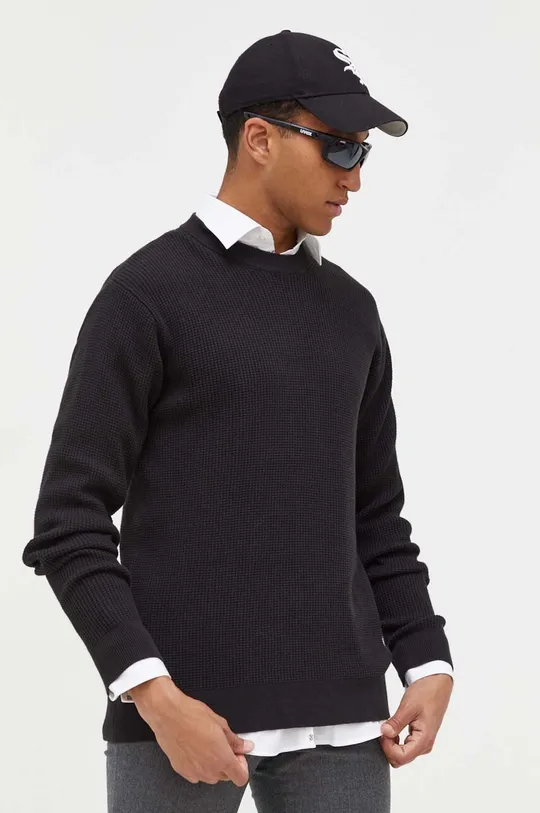 czarny Solid sweter Męski
