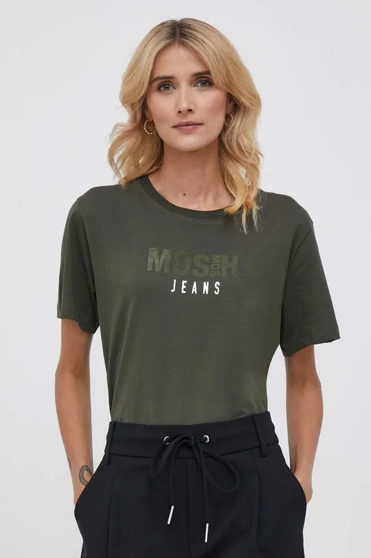 зелений Бавовняна футболка Mos Mosh Жіночий