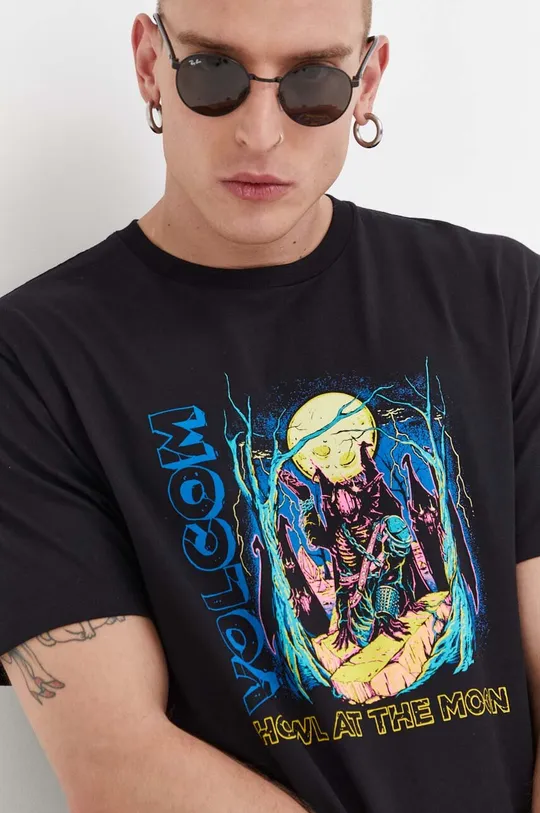 μαύρο Βαμβακερό μπλουζάκι Volcom x Max Sherman Ανδρικά